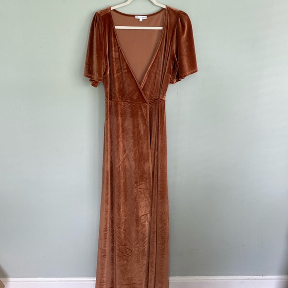 Baltic Born Dresses & Skirts - Baltic Born Burnt Orange Velvet wrap maxi dress size medium